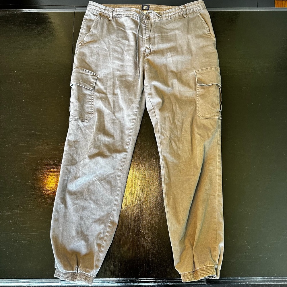 Retro Route 66 Large Jogger Cargo pant Gray Light Gray Elastic Waist